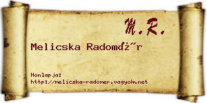 Melicska Radomér névjegykártya
